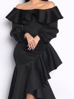 Women's Dresses One-Shoulder Long Sleeve Ruffle Irregular Dress