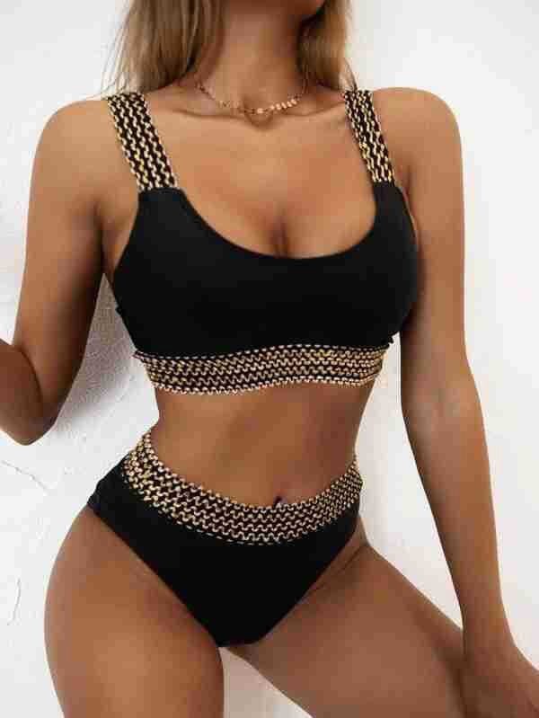 Women's Bikinis Solid Vintage Metal Band Two Piece Swimsuit