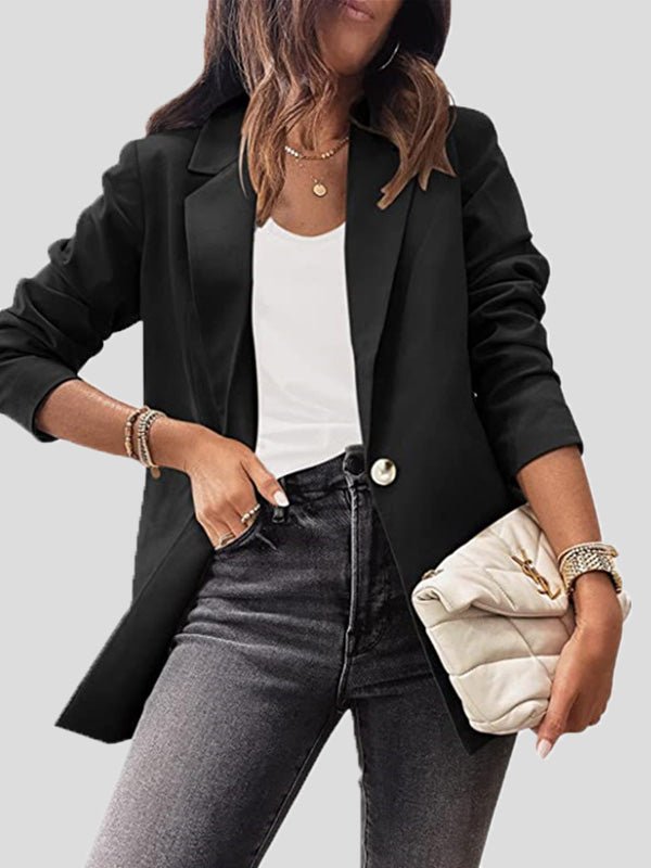 Women's Blazers Casual Solid Lapel Slim Fit Long Sleeve Blazer