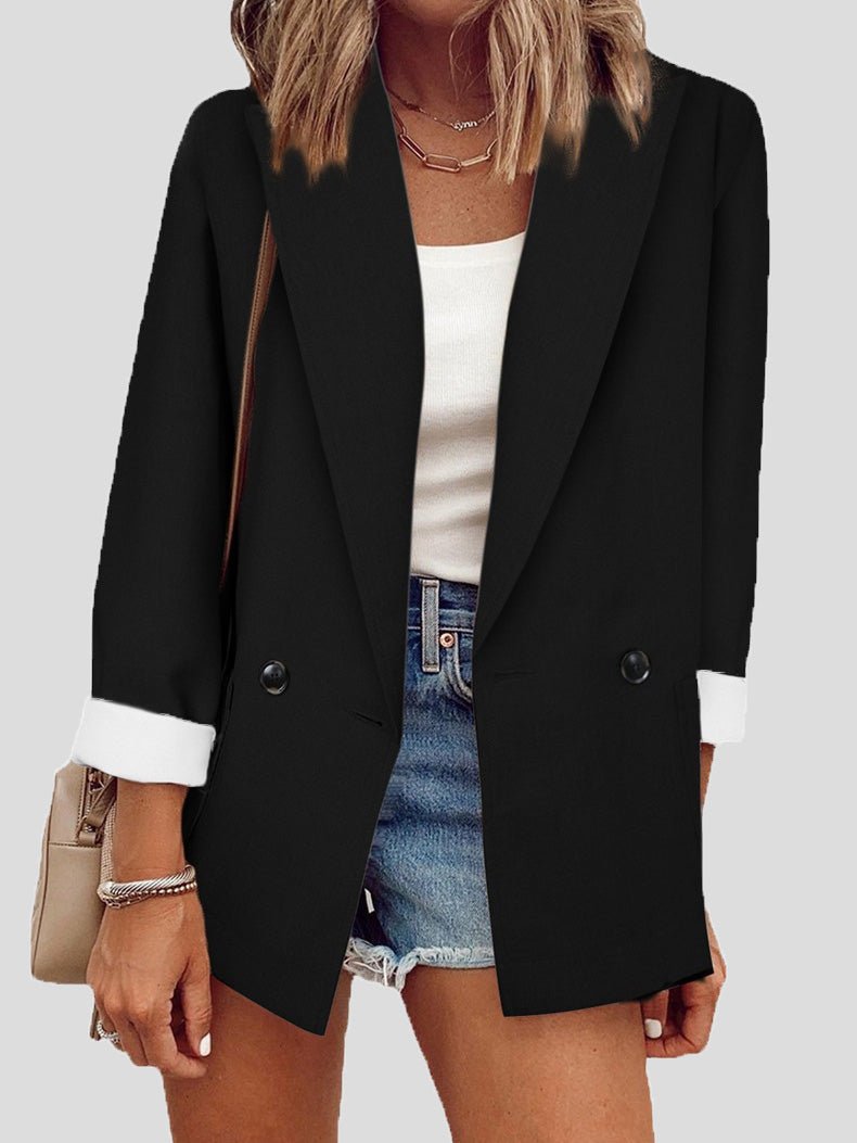 Women's Blazers Solid Lapel Long Sleeve Blazers