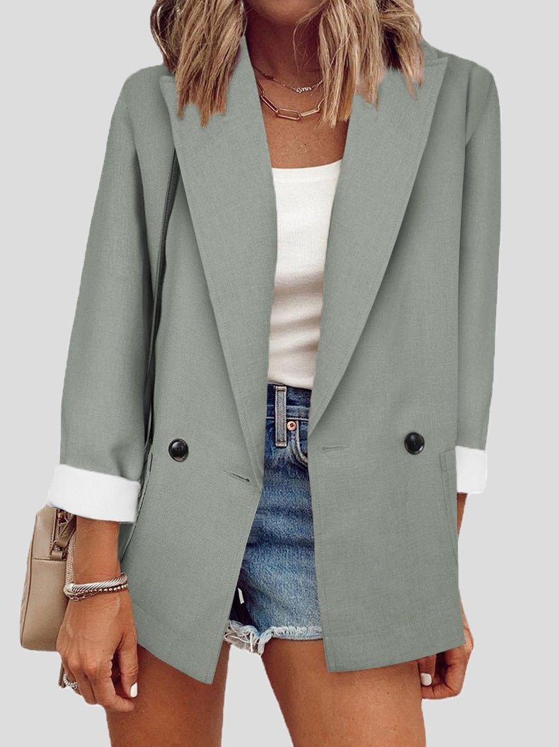 Women's Blazers Solid Lapel Long Sleeve Blazers