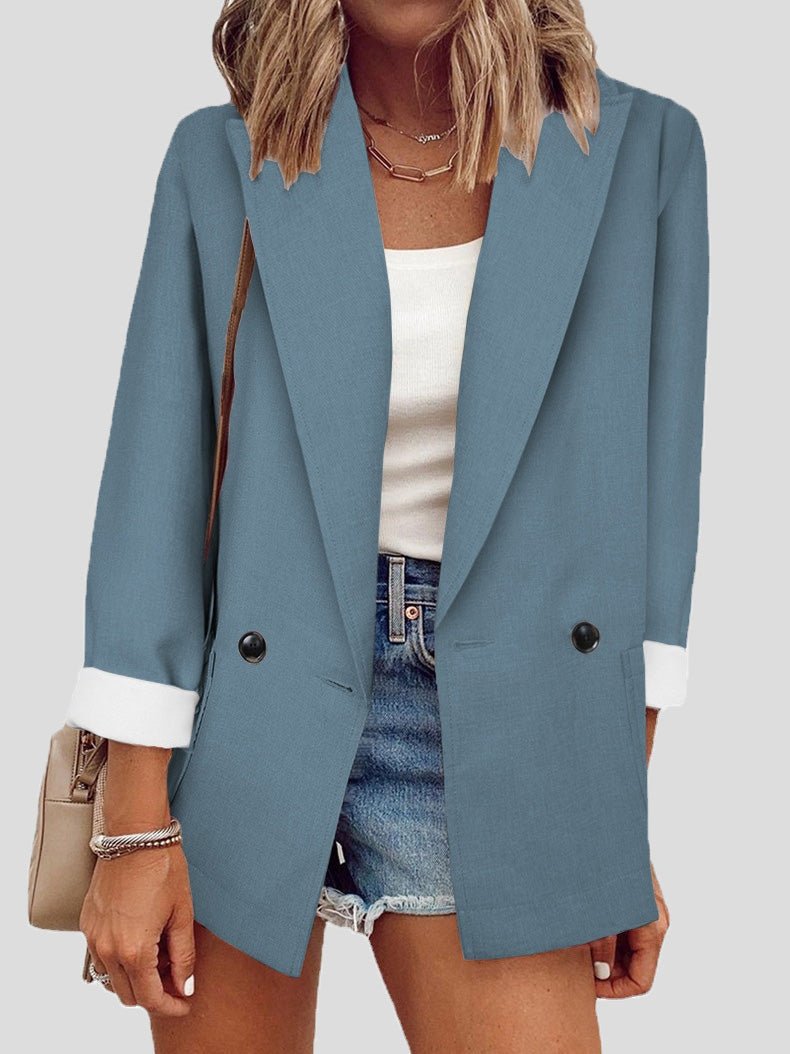 Women's Blazers Solid Lapel Long Sleeve Blazers