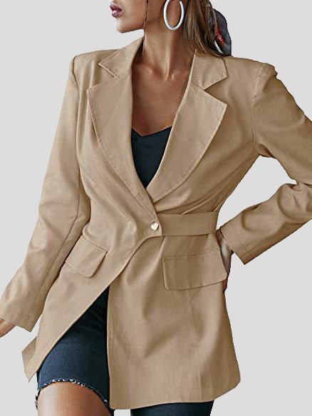 Women's Blazers Solid Lapel Long Sleeve Blazers