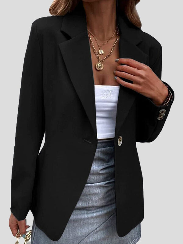 Women's Blazers Solid Lapel One Button Blazers