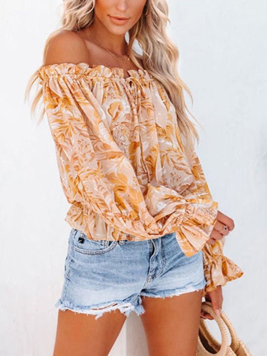 Women's Blouses One-Shoulder Chiffon Long Sleeve Blouse