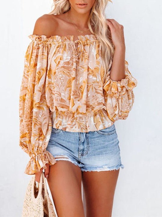 Women's Blouses One-Shoulder Chiffon Long Sleeve Blouse