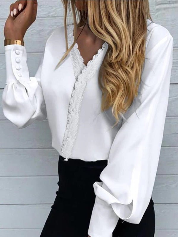 Women's Blouses Printed Lace Long Sleeve Blouse