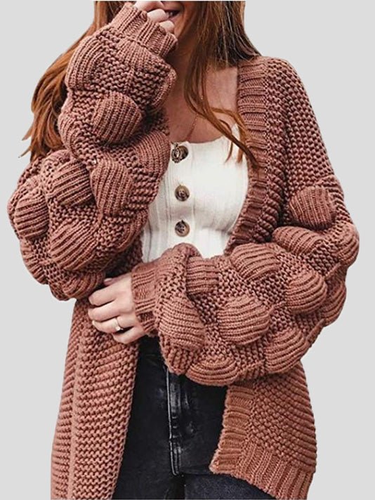 Women's Cardigans Loose Solid Cute Ball Sweater Cardigan