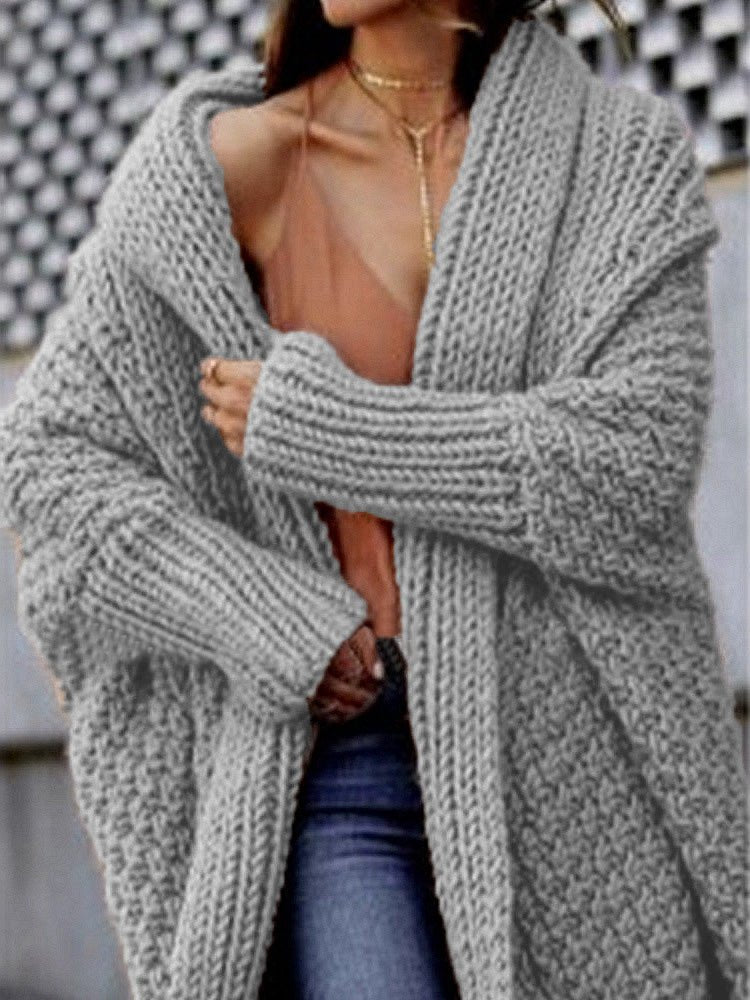 Women's Cardigans Loose Solid Knit Long Sweater Cardigan