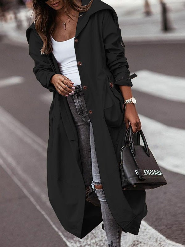 Women's Coats Casual Button Pockets Irregular Mid-Length Trench Coat
