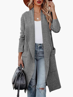 Women's Coats Casual Lapel Pocket Long Wool Coat