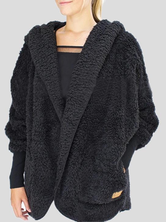 Women's Coats Fashion Furry Hooded Pocket Coat