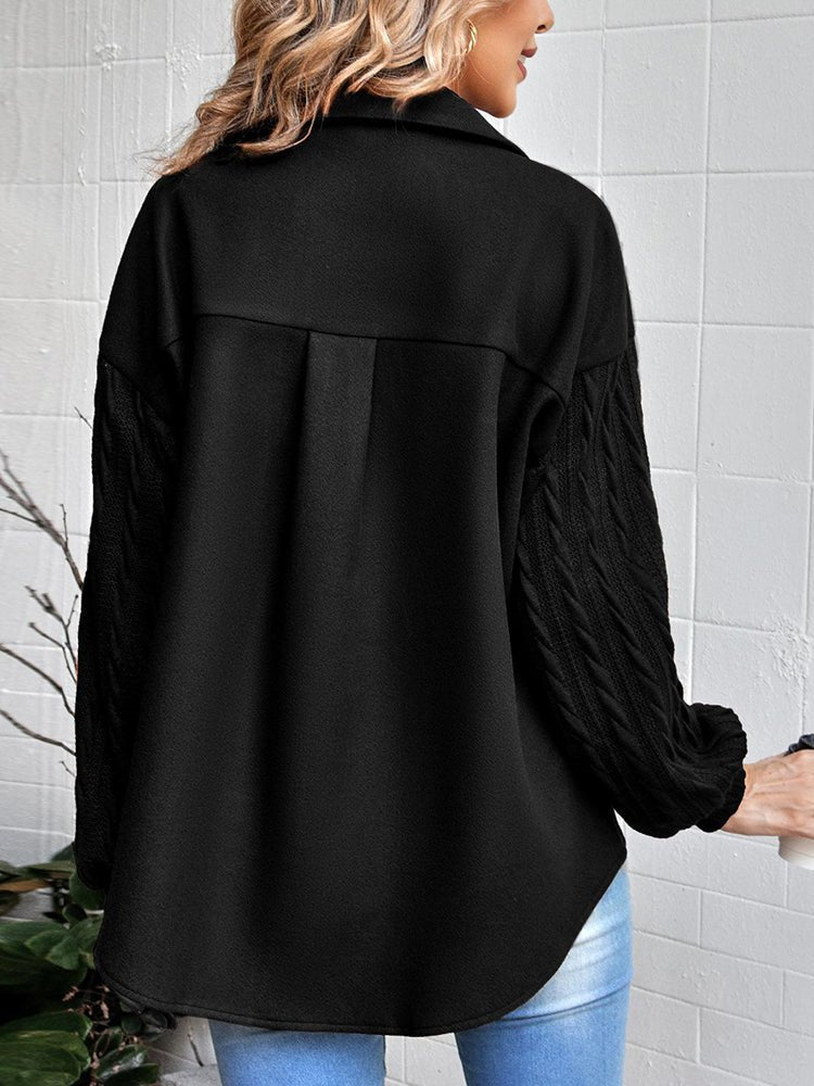 Women's Coats Fashion Single Breasted Knitting Long Sleeve Coat