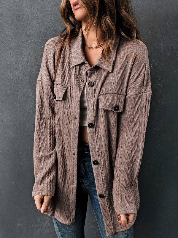 Women's Coats Jacquard Long Sleeve Single Breasted Coat