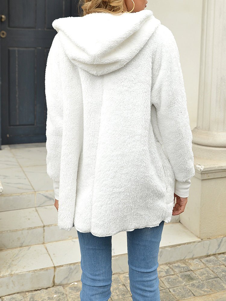 Women's Coats Plush Lapel Hooded Medium Long Sleeve Coat
