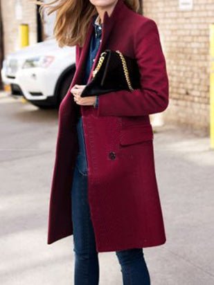 Women's Coats Solid Lapel Double Breasted Wool Coat