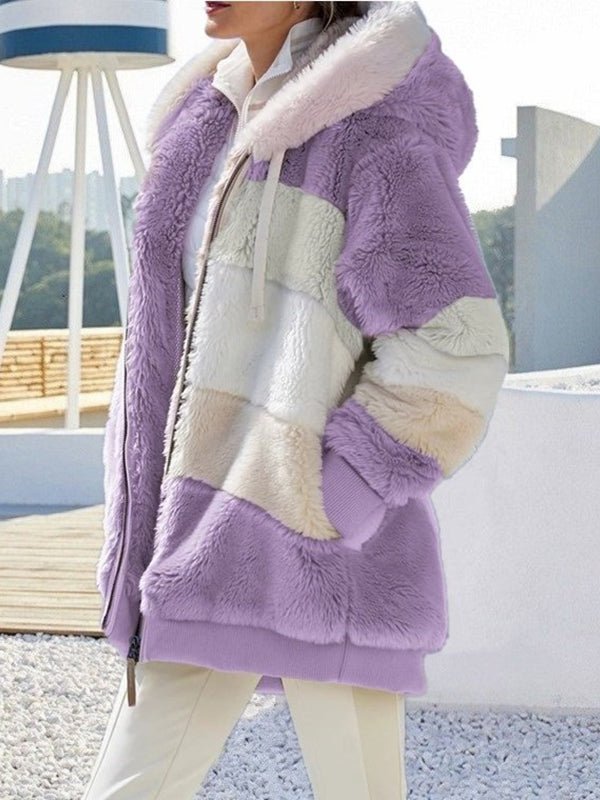 Women's Coats Warm Plush Patchwork Loose Coat
