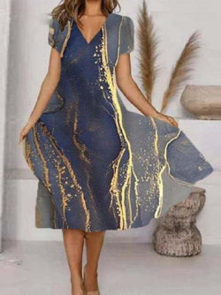 Women's Dresses Art Print V-Neck Short Sleeve Dress