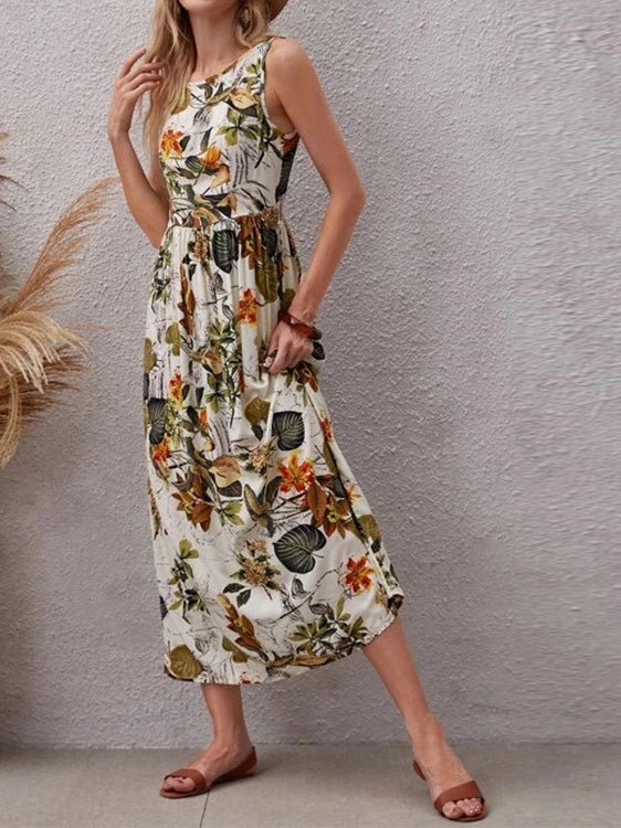 Women's Dresses Botanical Print Sleeveless Maxi Dress