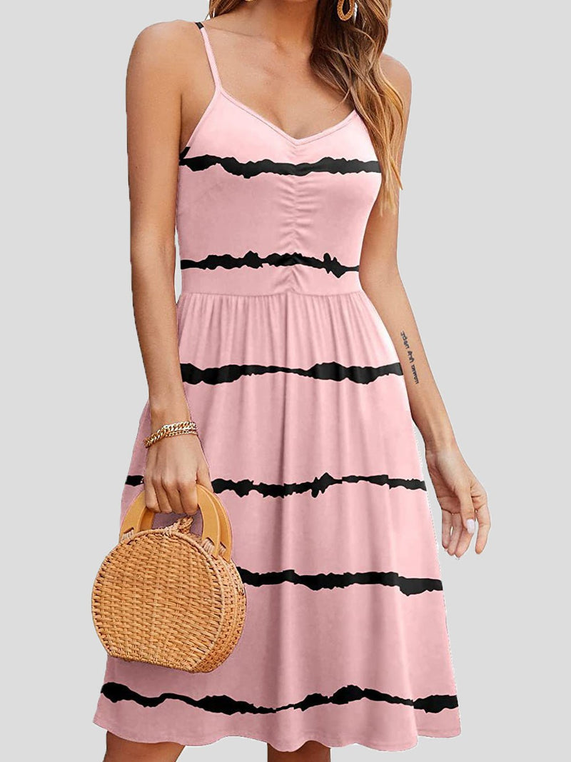 Women's Dresses Casual Striped Print Sling Pocket Dress