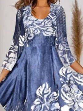 Women's Dresses Casual V-Neck Long Sleeve Print Dress