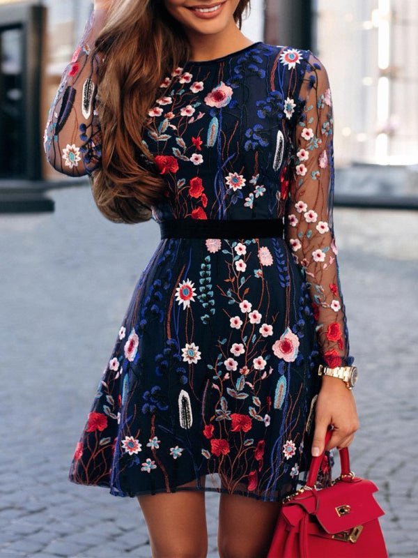 Women's Dresses Ethnic Style Long Sleeve Printed Maxi Mini Dress
