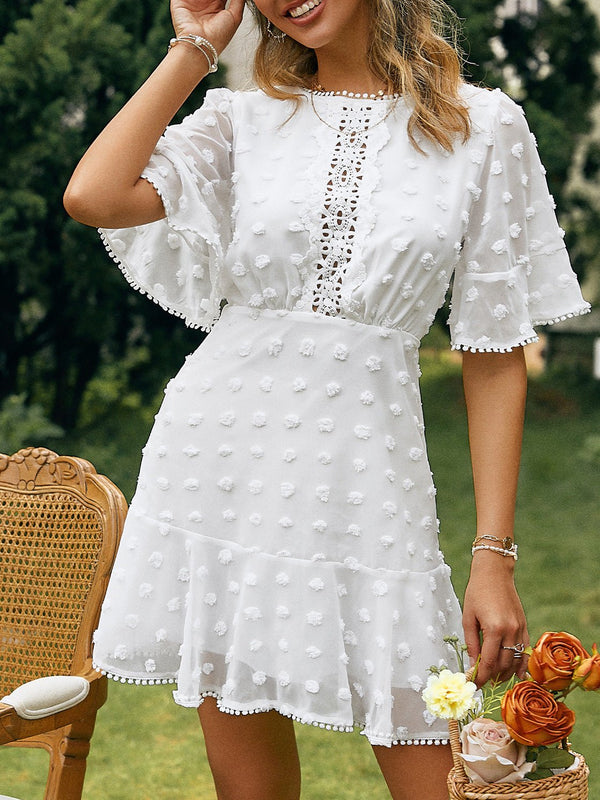 Women's Dresses Jacquard Polka Dot Lace Fringed Dress