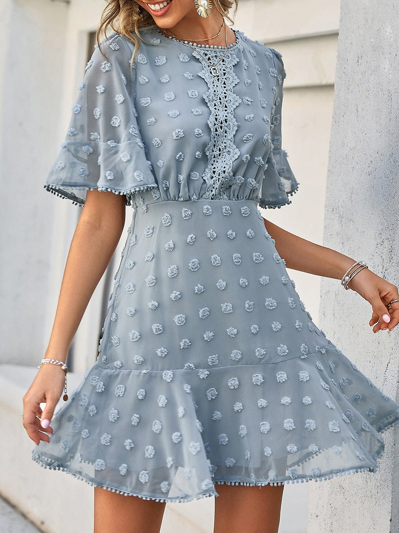 Women's Dresses Jacquard Polka Dot Lace Fringed Dress