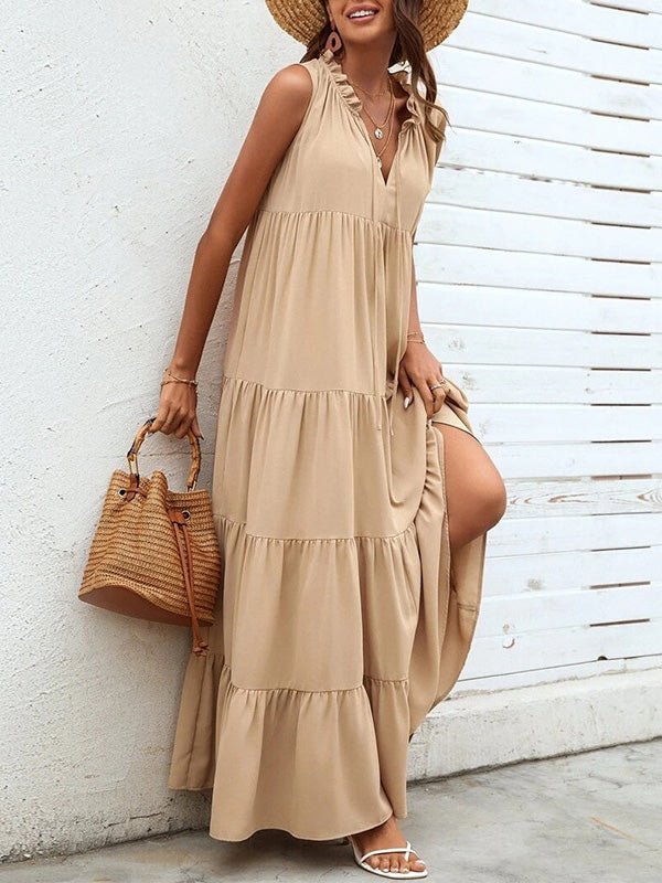 Women's Dresses Loose Sleeveless Beach Ruffle Dress