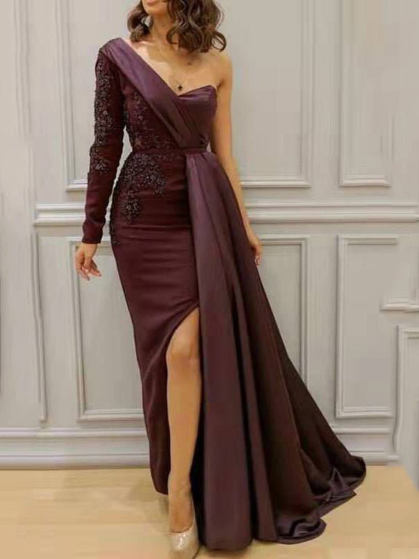 Women's Dresses One-Shoulder Irregular Slit Party Dress