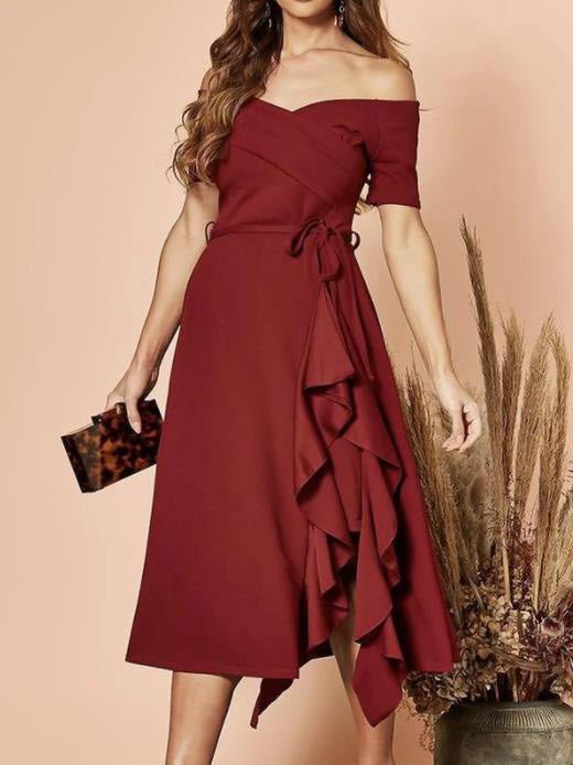 Women's Dresses One-Shoulder Ruffle Irregular Dress