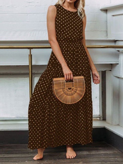 Women's Dresses Polka Dot Crew Neck Sleeveless Dress