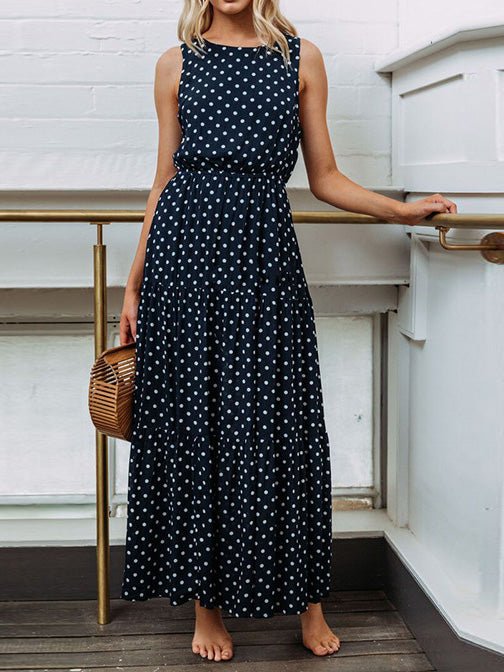 Women's Dresses Polka Dot Crew Neck Sleeveless Dress