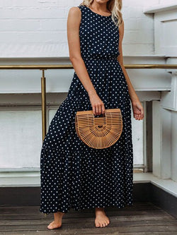 Women's Dresses Polka Dot Crew Neck Sleeveless Dress