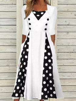 Women's Dresses Polka Dot Pocket Short Sleeve Dress