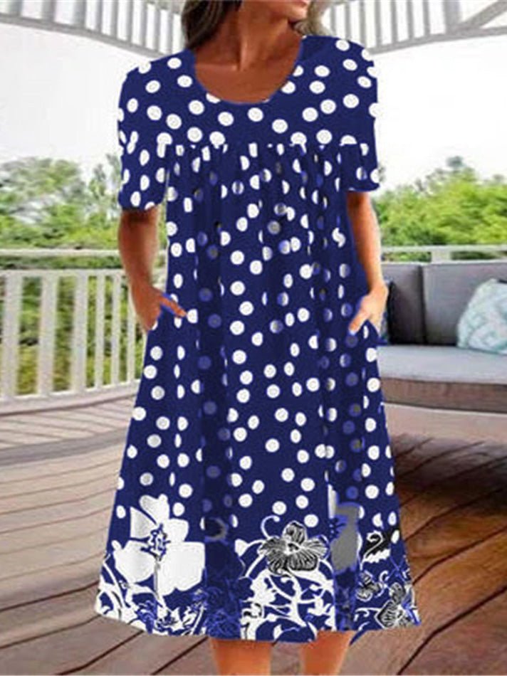 Women's Dresses Polka Dot Print Pocket Short Sleeve Dress