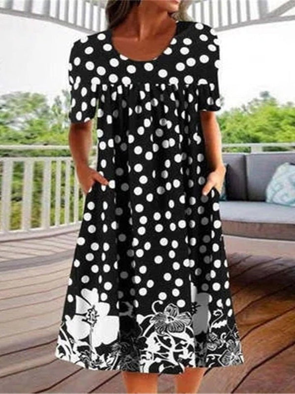 Women's Dresses Polka Dot Print Pocket Short Sleeve Dress