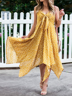 Women's Dresses Polka Dot Print Sling Irregular Dress