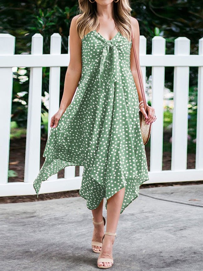 Women's Dresses Polka Dot Print Sling Irregular Dress