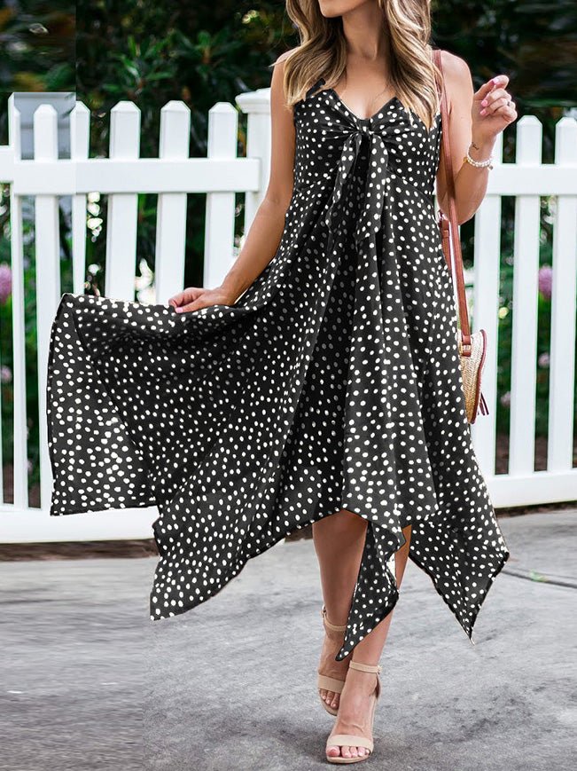 Women's Dresses Polka Dot Print Sling Irregular Dress