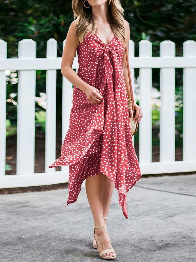 Women's Dresses Polka Dot Print Sling Irregular Dress