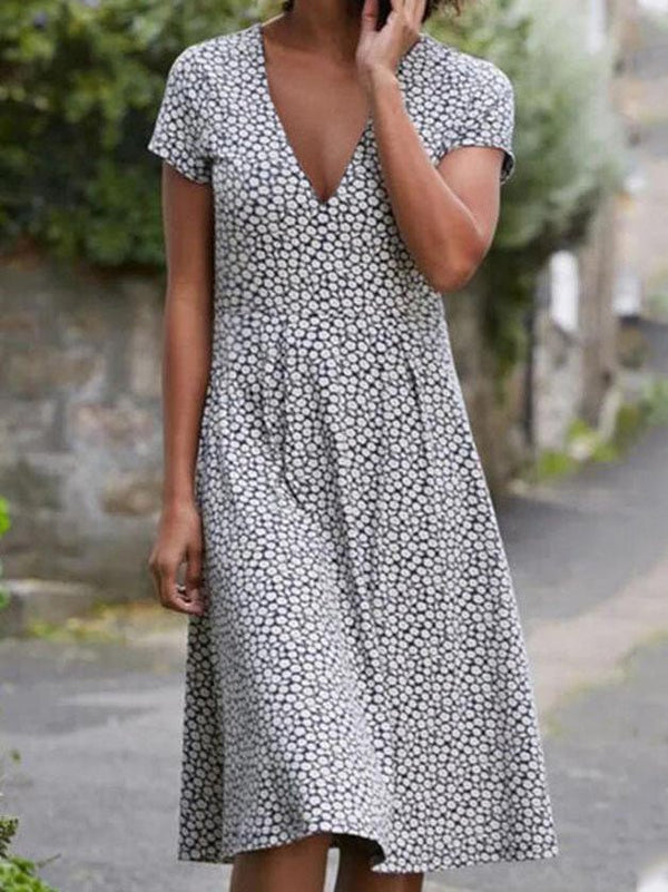 Women's Dresses Polka Dot Print V-Neck Short Sleeve Dress