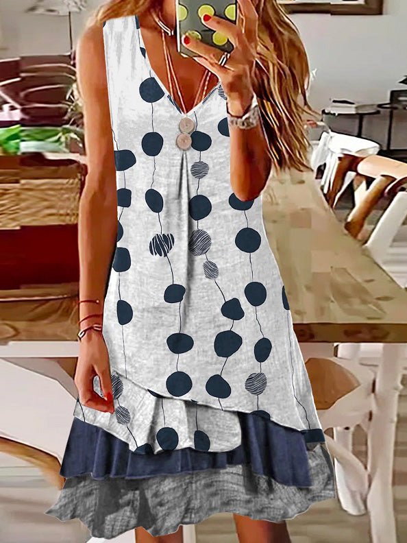 Women's Dresses Polka Dot V-Neck Sleeveless Dress