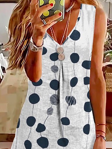 Women's Dresses Polka Dot V-Neck Sleeveless Dress