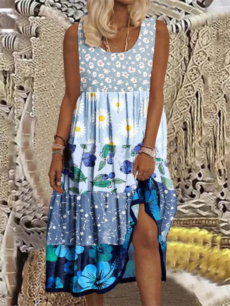 Women's Dresses Printed Crew Neck Sleeveless Dress