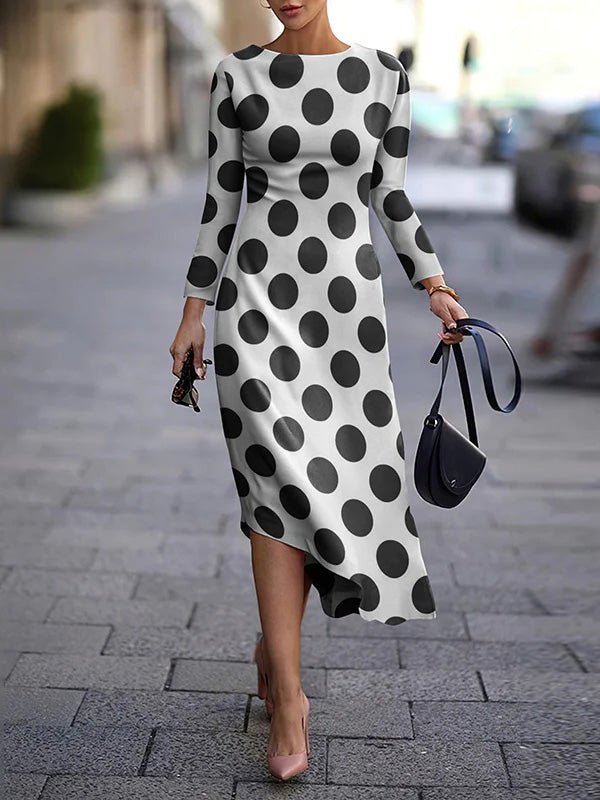 Women's Dresses Printed Long Sleeve Irregular Dress