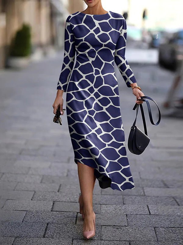 Women's Dresses Printed Long Sleeve Irregular Dress