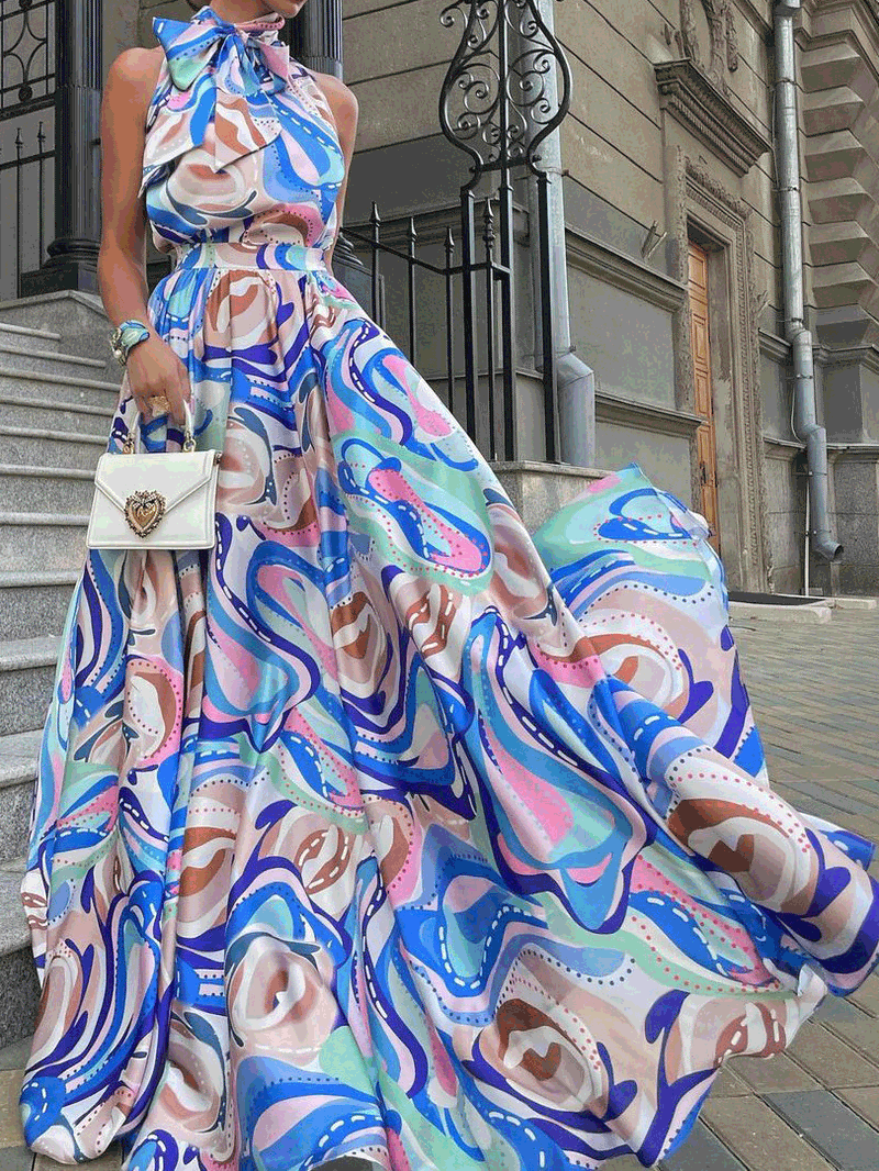 Women's Dresses Printed Sling Sleeveless Chiffon Dress