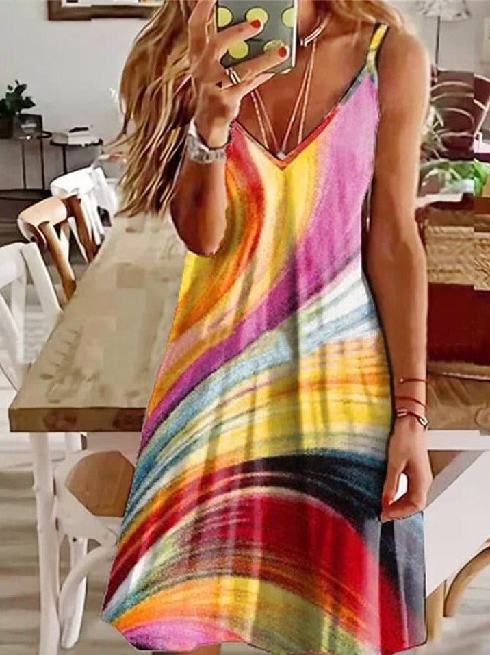 Women's Dresses Printed Sling V-Neck Sleeveless Dress