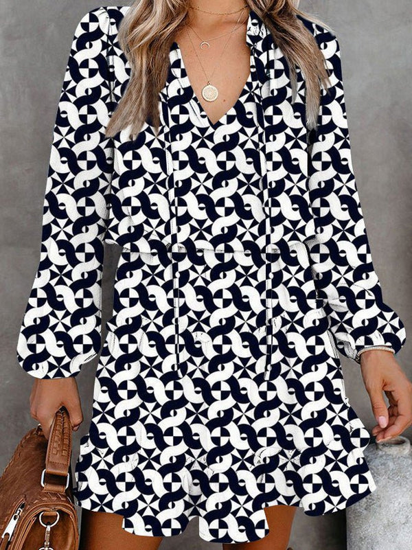 Women's Dresses Ruffled Long Sleeve Print Dress